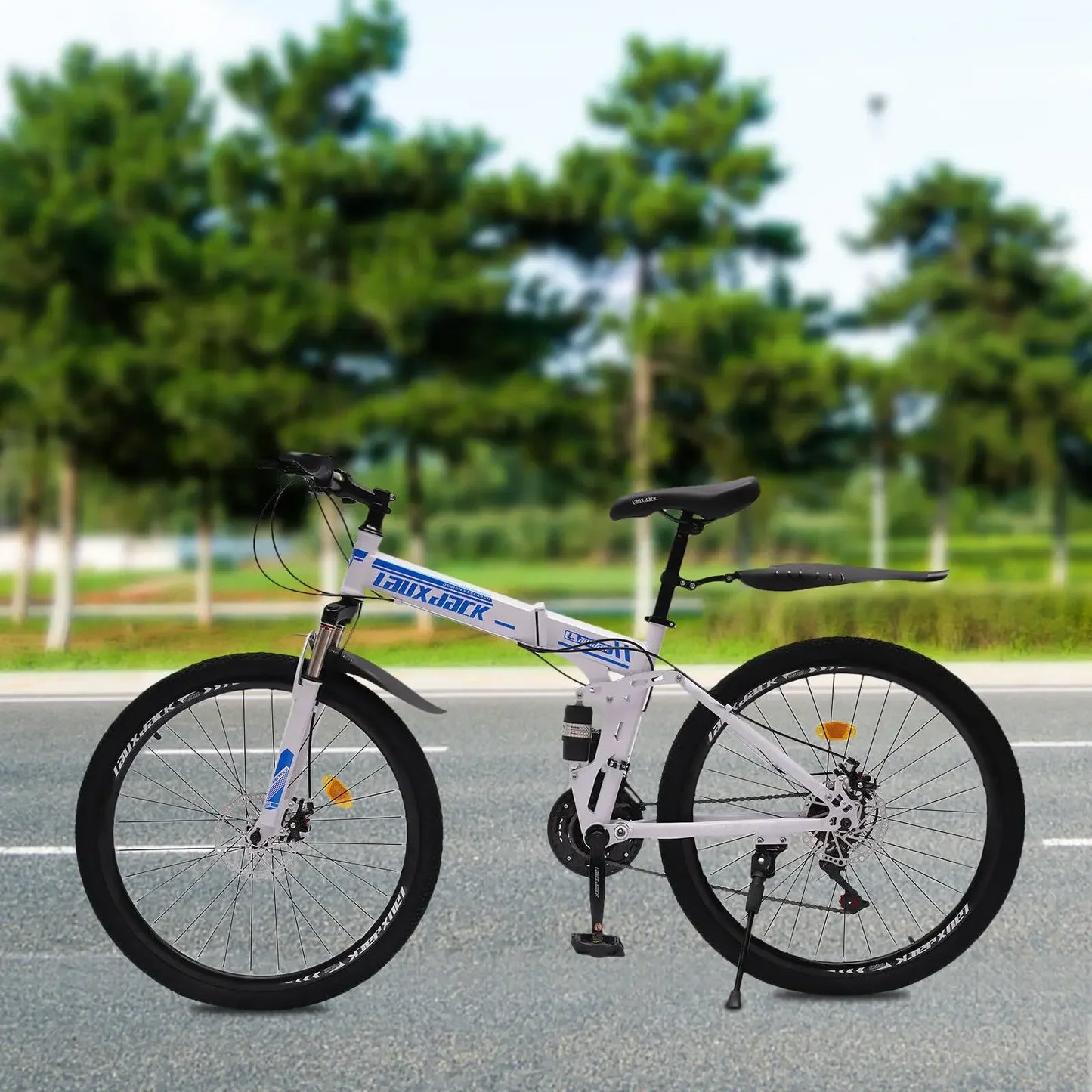 Folding Mountain Bike 21 Speed Dual Disc Brakes Mens MTB