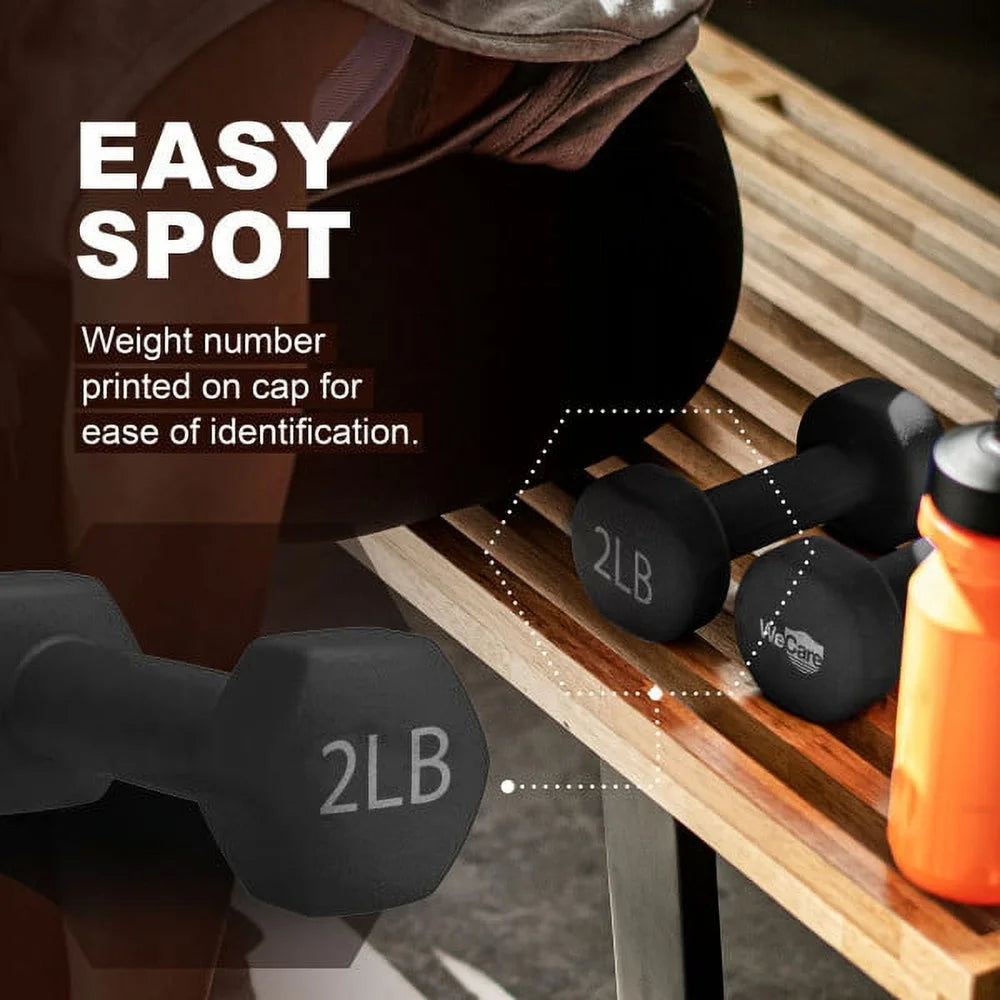 2lb Neoprene Hex Dumbbell Pair Anti Slip Ergonomic Home Gym