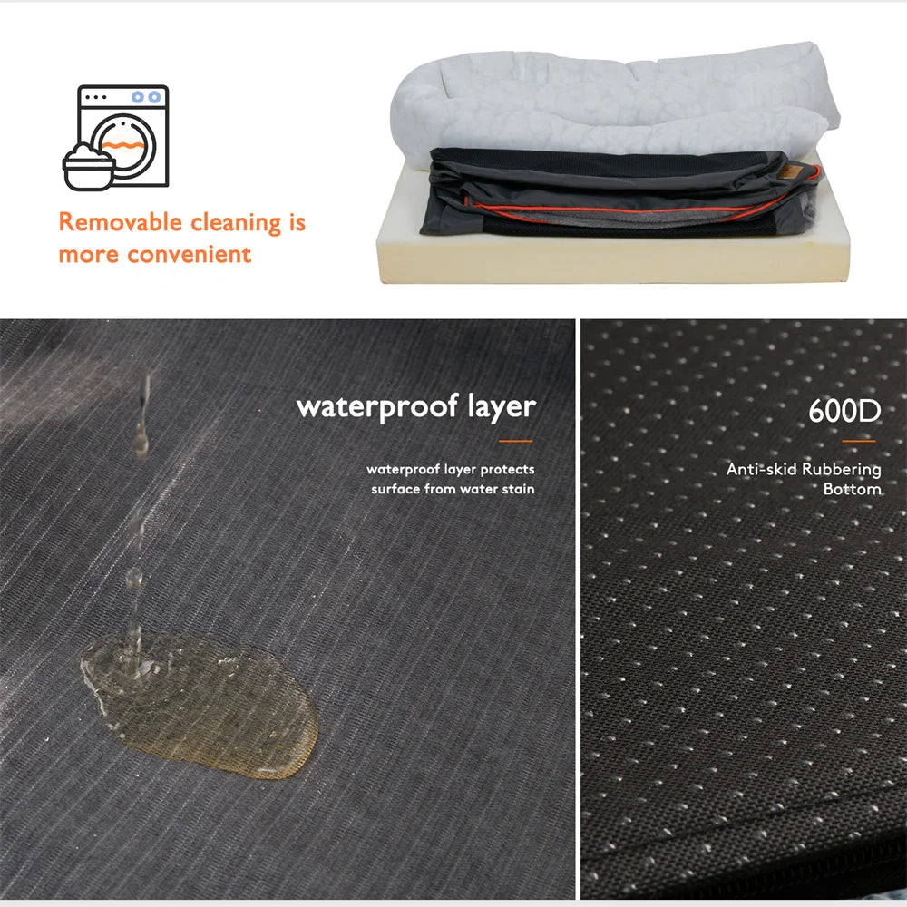 BORWARTCN Orthopedic Memory Foam Dog Bed Waterproof With Removable Cover