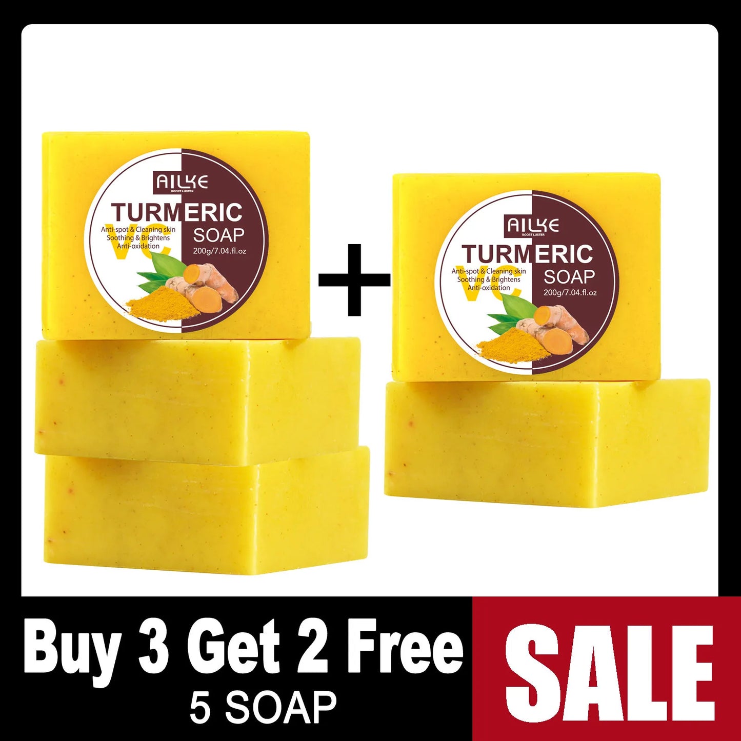 AILKE Turmeric Soap Bar Brightening Acne And Skin Tone