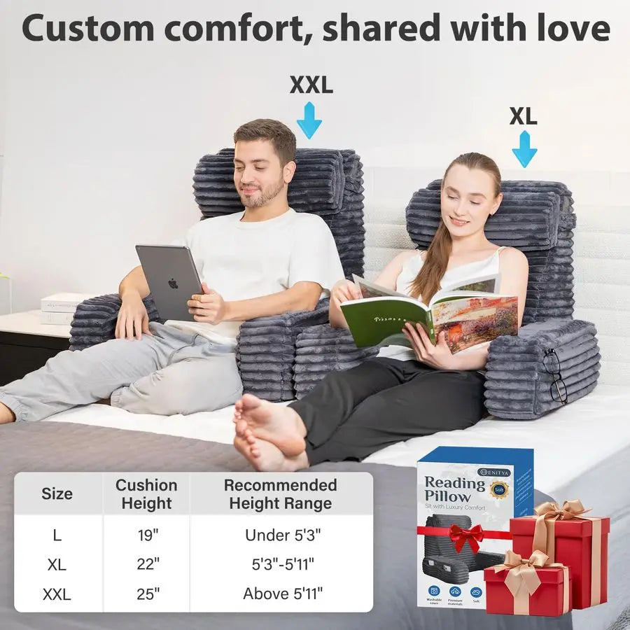 Back Reading Pillow With Armrests For Bed TV Watching