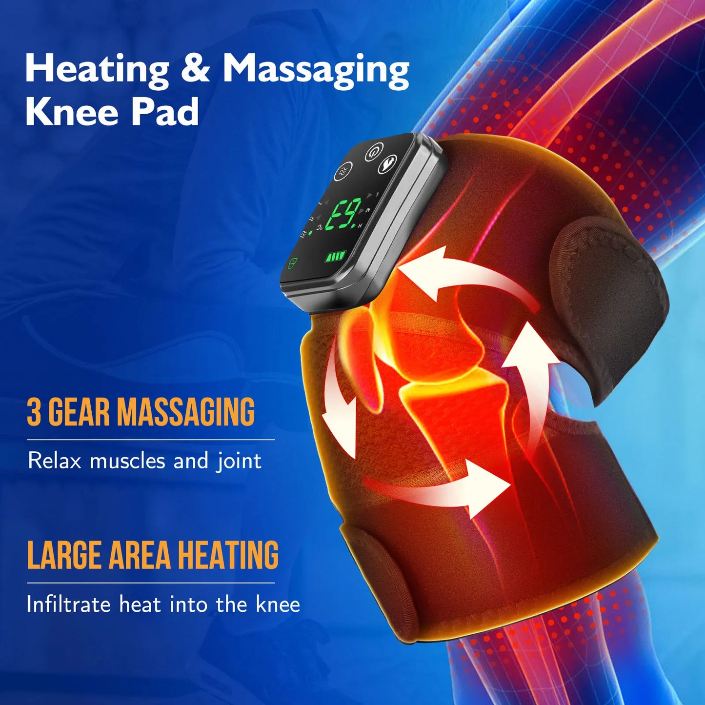 Hailicare 3 In 1 Cordless Heated Knee Shoulder Elbow Massager