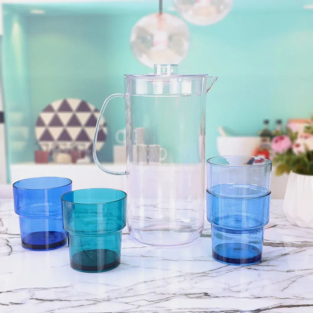 Acrylic Pitcher And Stackable Tumbler Set Dishwasher Safe BPA Free