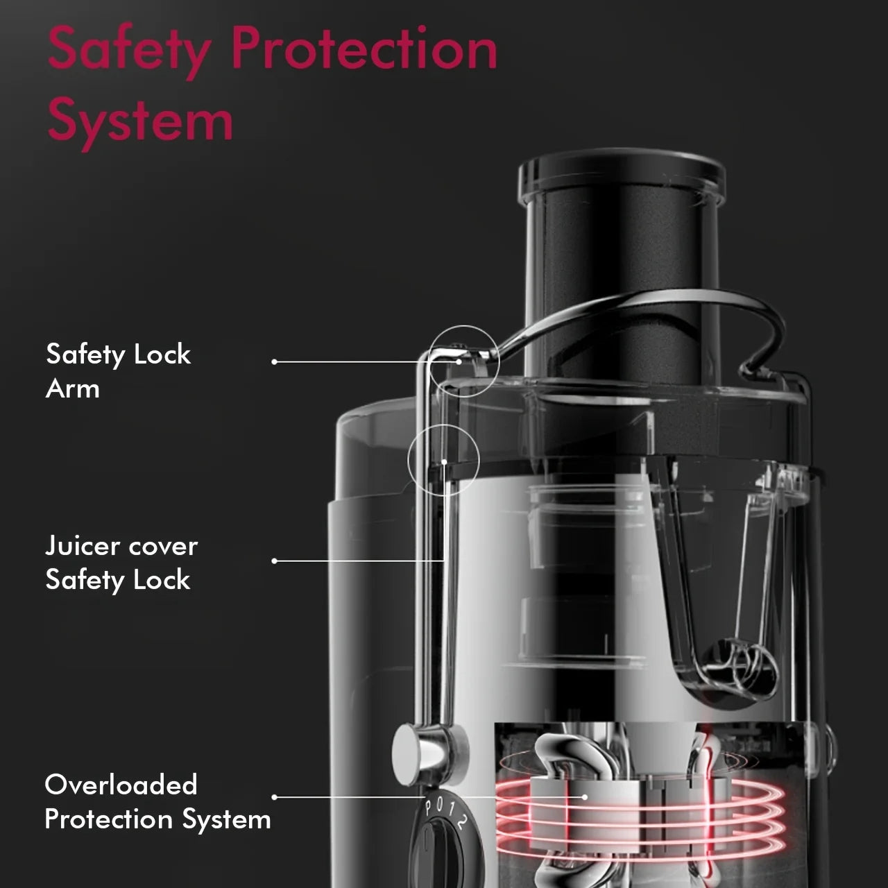 SiFENE Easy Clean Juicer Stainless Steel 800W 3 Speeds