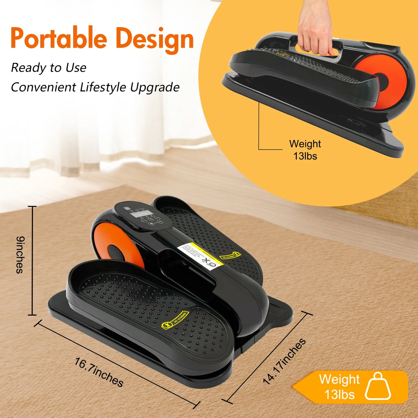Gamewiu Under Desk Elliptical Machine Pedal Exerciser 12 Speed Quiet Portable