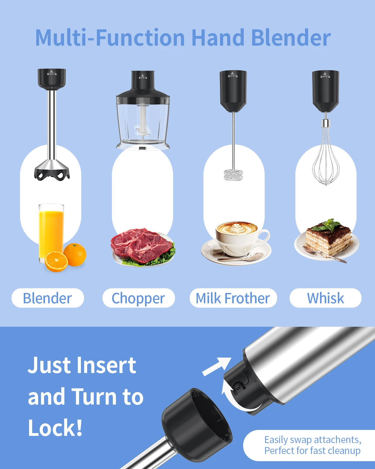 ZHIYU 1000W Electric Immersion Handheld Blender Five In One Kitchen