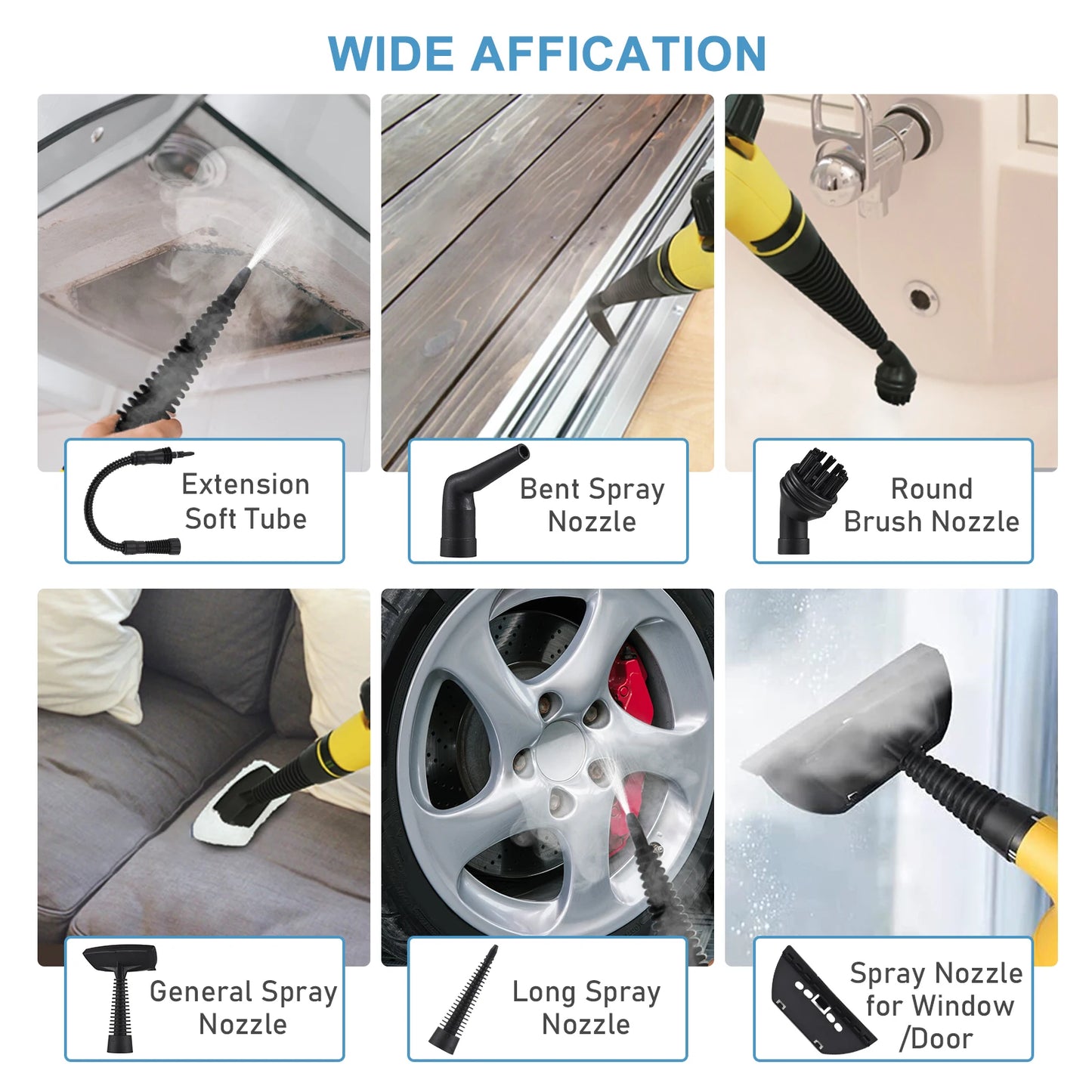 Romellar Portable Handheld Steam Cleaner 1050W With 9 Accessories