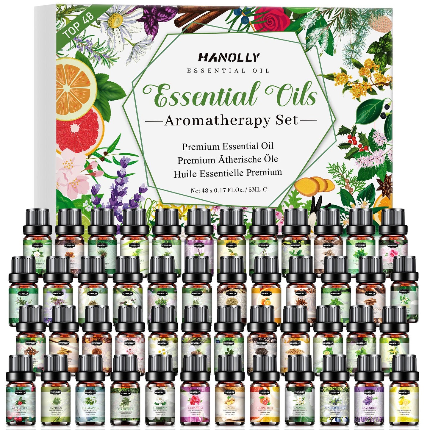 TOTATUIT 48-Count Essential Oils Set Sandalwood Lavender Diffuser