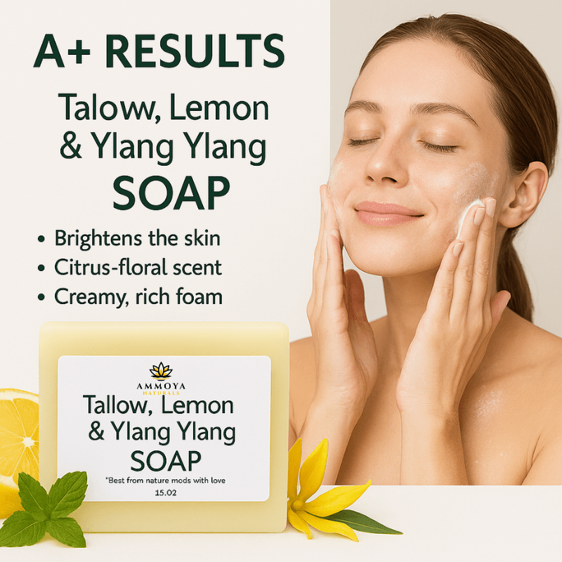 AMMOYA NATURALS Tallow Turmeric Lemon Ylang Ylang Goat Milk Soap