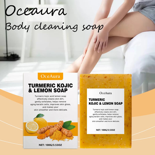 OceAura Turmeric Lemon Soap Bar for Face and Body Brightening