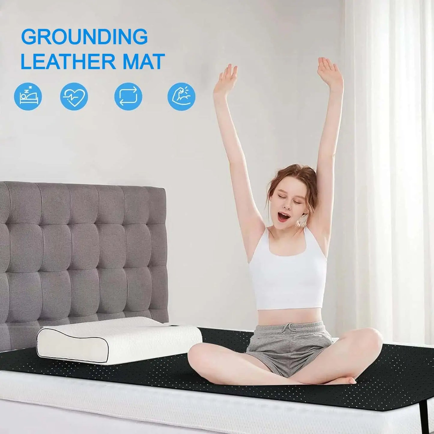 Grounding Sheet and Mat Combo Perforated Conductive Carbon Faux Leather
