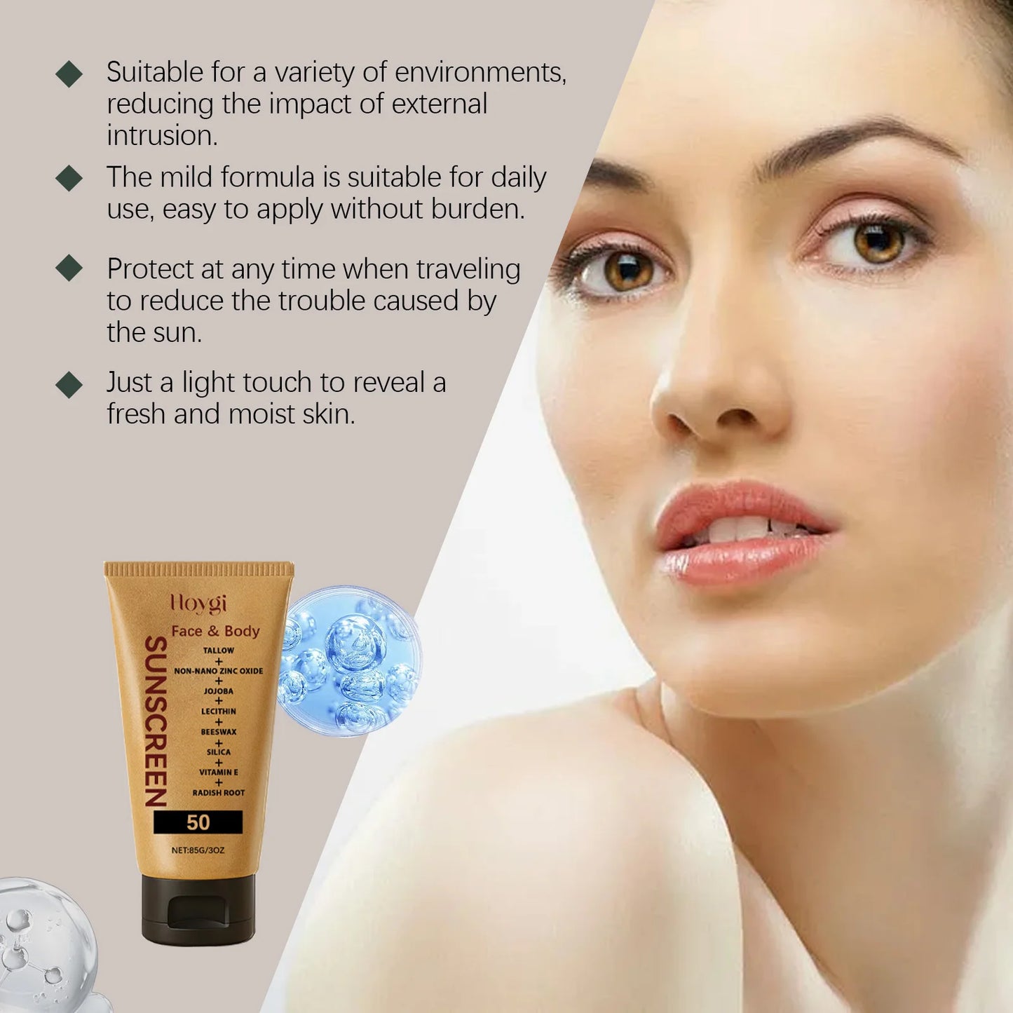 Hoygi Light Sunscreen Cream Refreshing Body Moisturizing