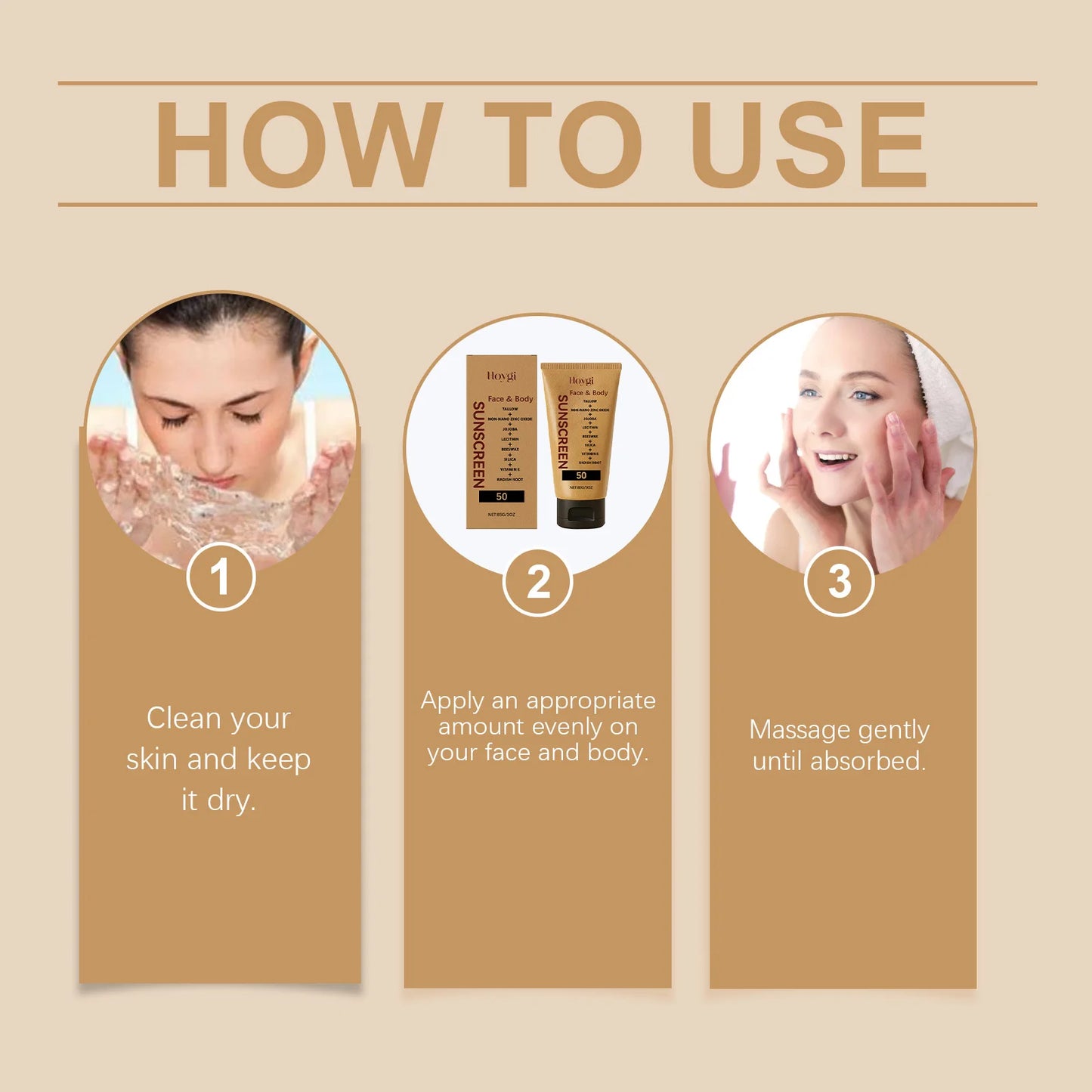 Hoygi Light Sunscreen Cream Refreshing Body Moisturizing