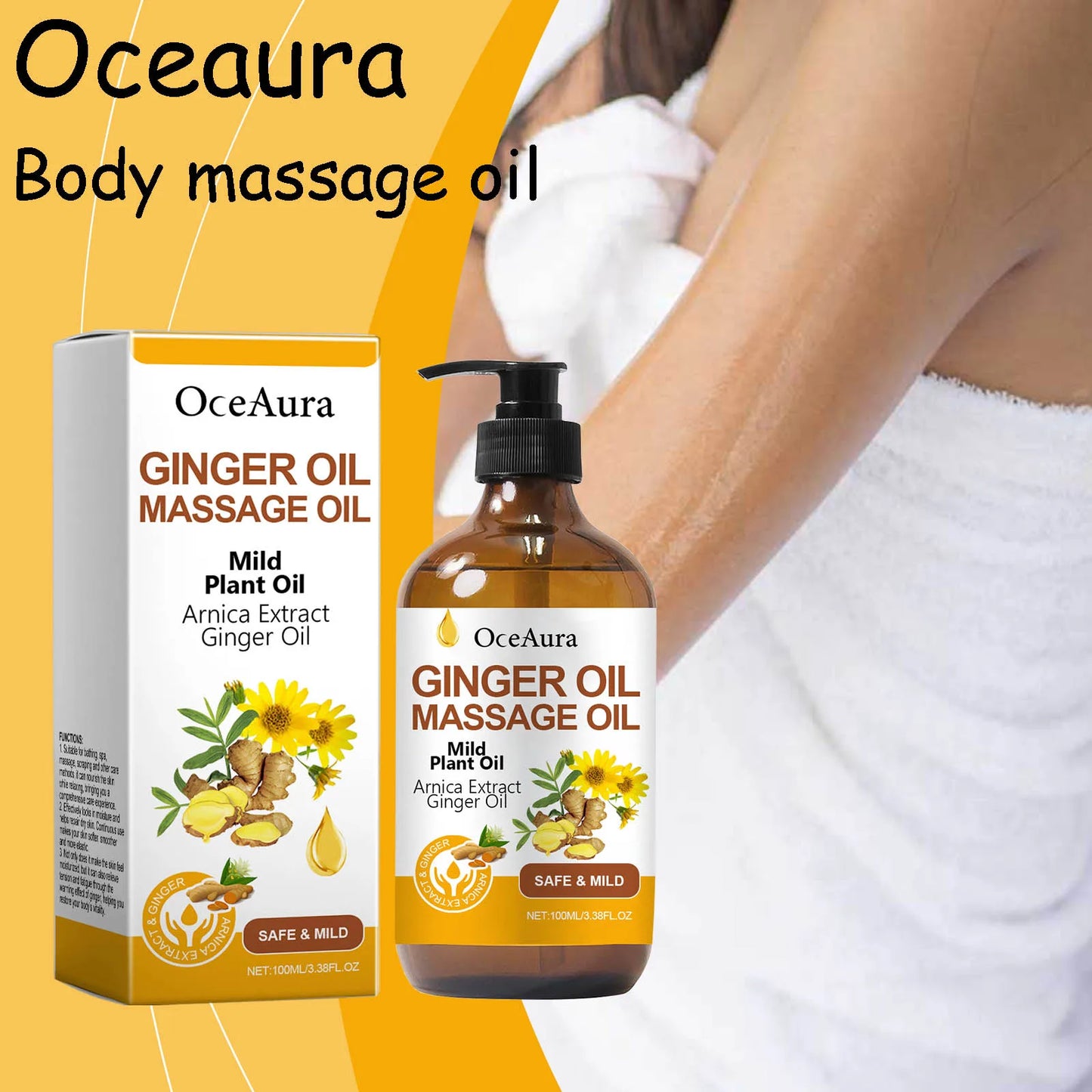 Ginger Body Massage Oil For Skin Elasticity And Sagging Relief