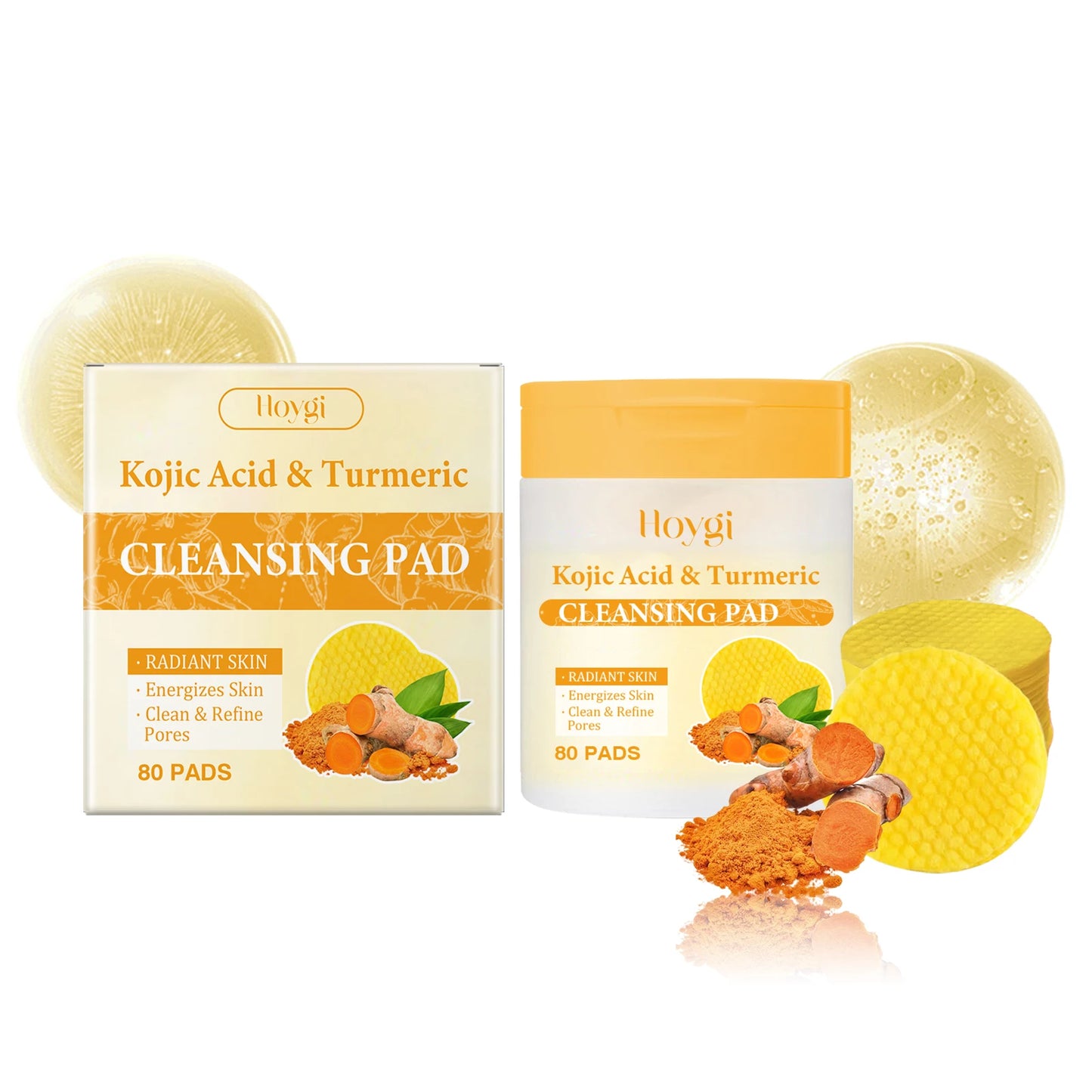 Hoygi Turmeric Kojic Acid Cleansing Pads Exfoliating Daily Face Wash