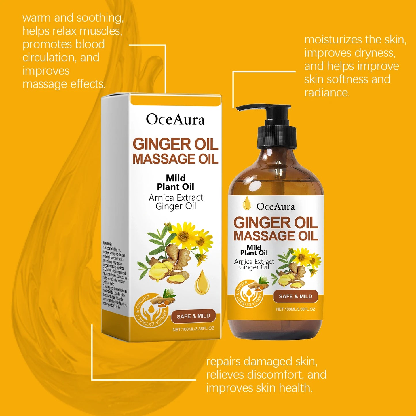 Ginger Body Massage Oil For Skin Elasticity And Sagging Relief