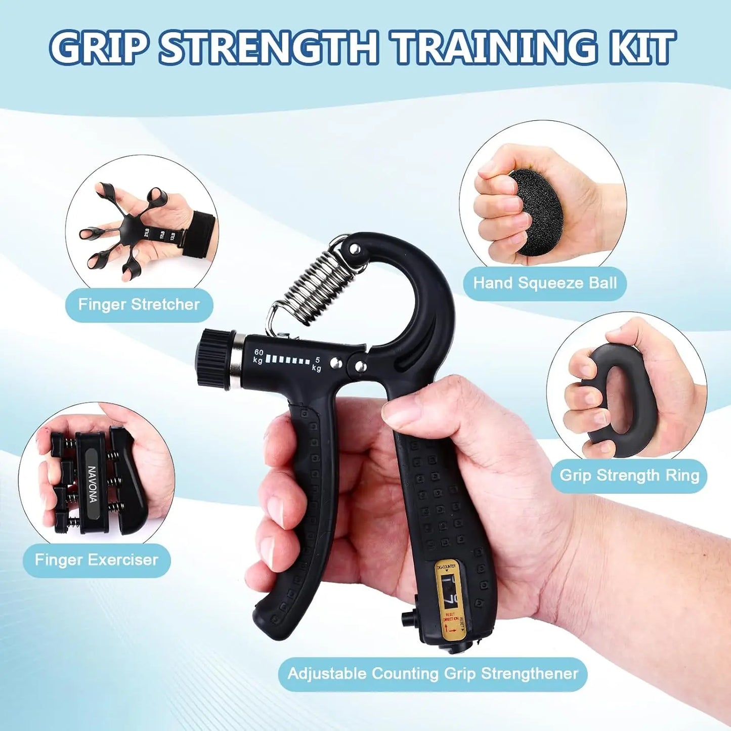 Grip Trainer Kit Hand Gripper Set For Strength Training And Recovery