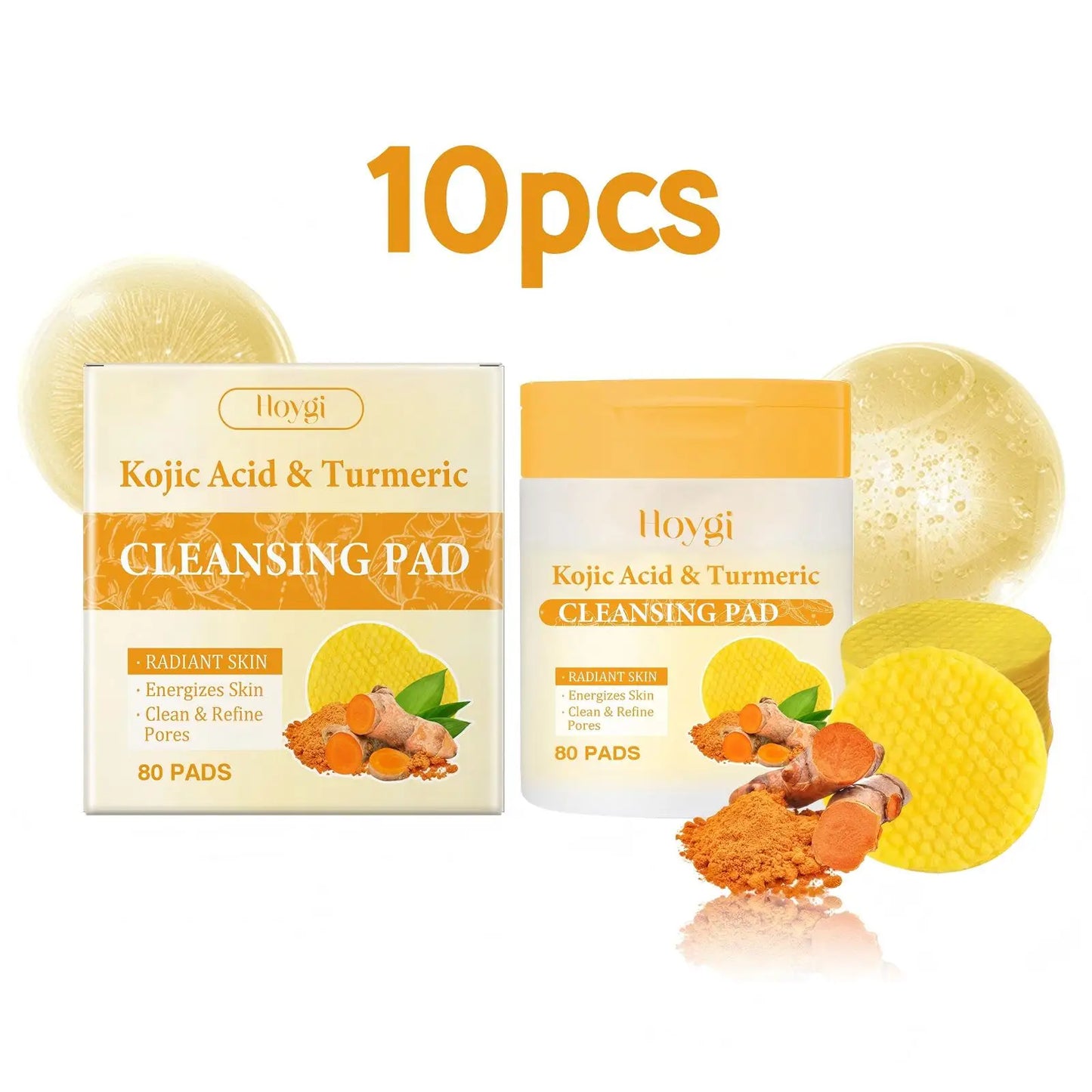 Hoygi Turmeric Kojic Acid Cleansing Pads Exfoliating Daily Face Wash
