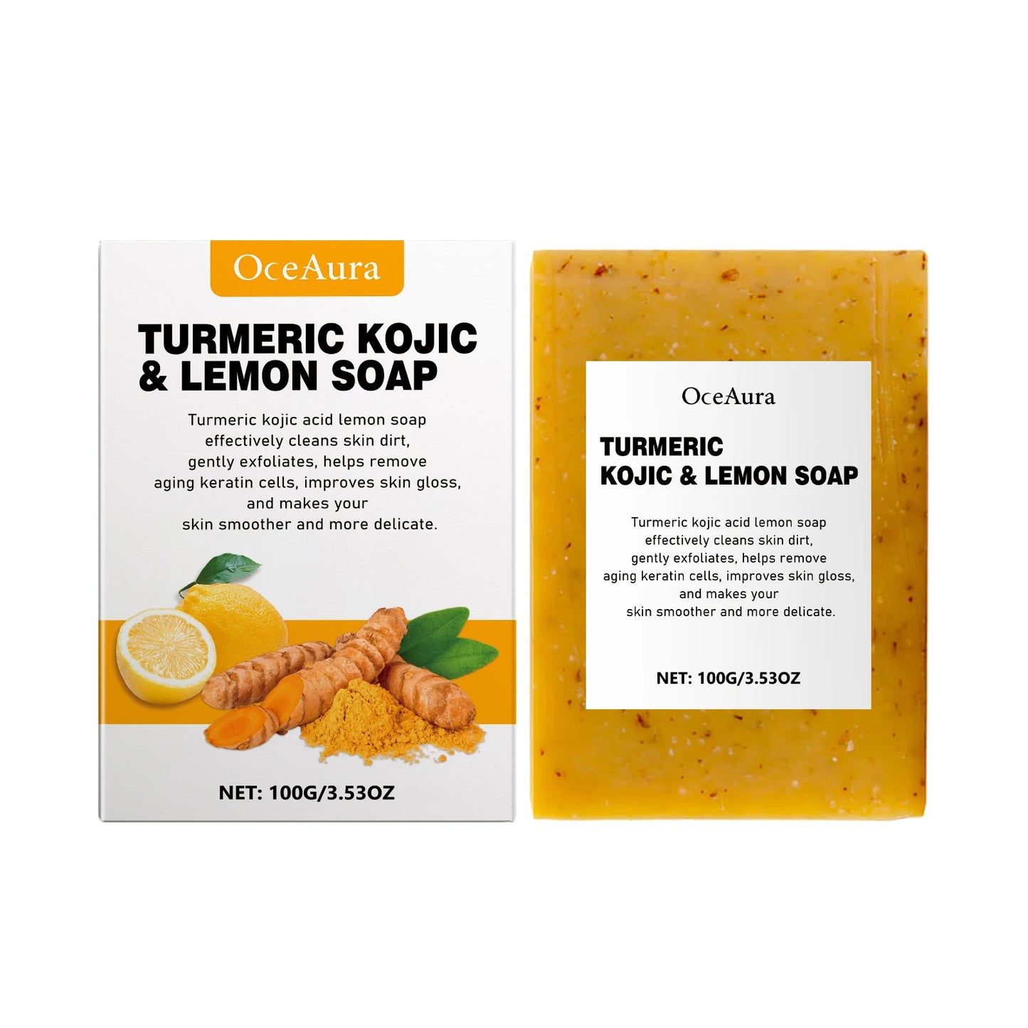 OceAura Turmeric Lemon Soap Bar for Face and Body Brightening