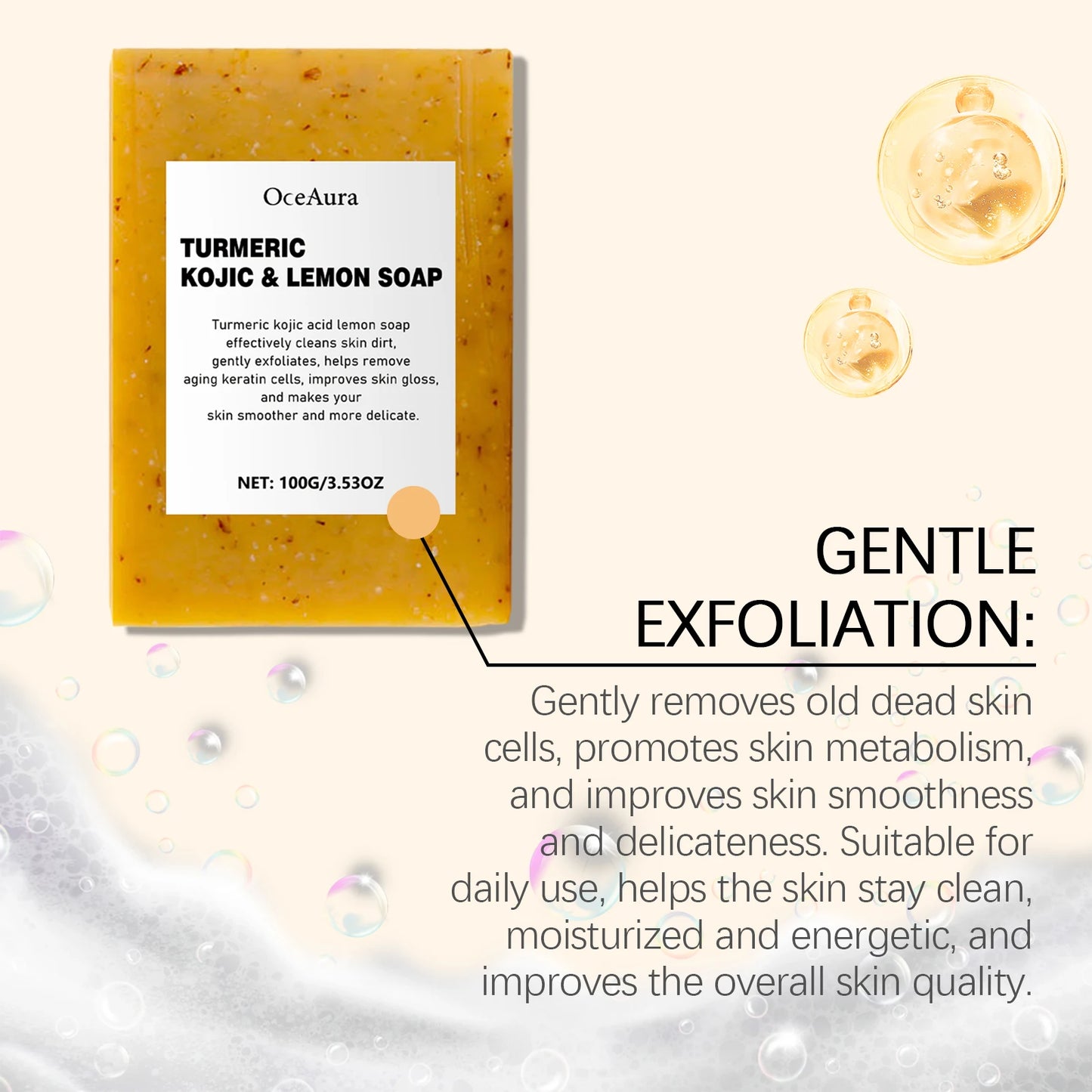 OceAura Turmeric Lemon Soap Bar for Face and Body Brightening