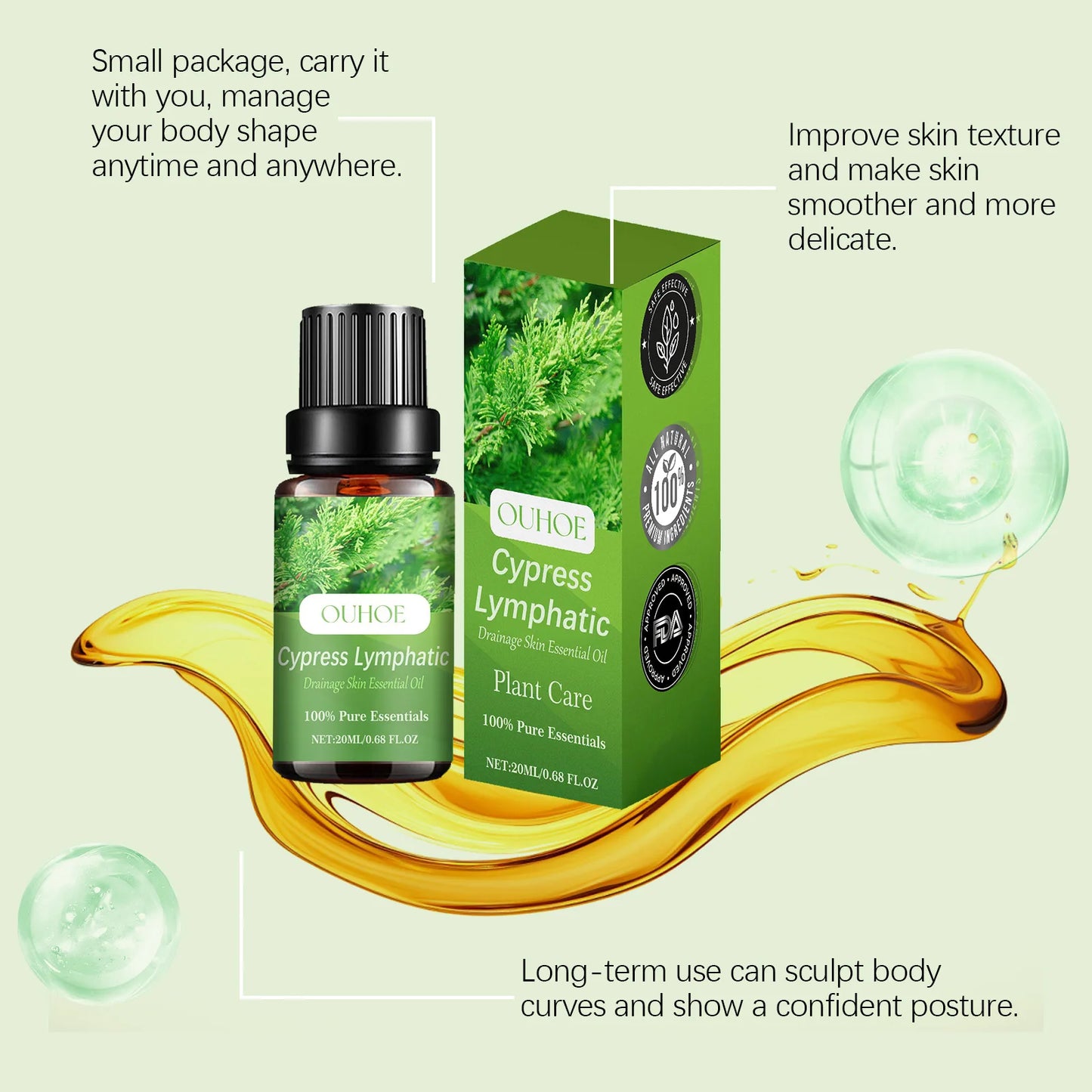 Ouhoe Lymphatic Drainage Oil For Firming Skin And Weight Loss