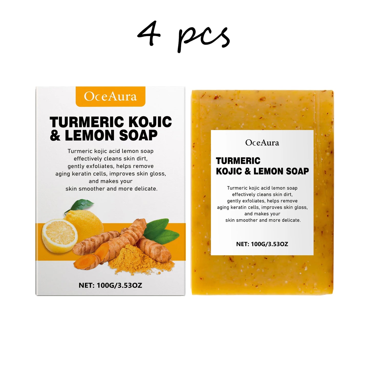 OceAura Turmeric Lemon Soap Bar for Face and Body Brightening