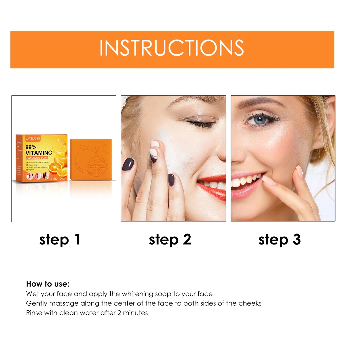 Jaysuing Vitamin C Whitening Soap for Cleansing Acne Prone Skin