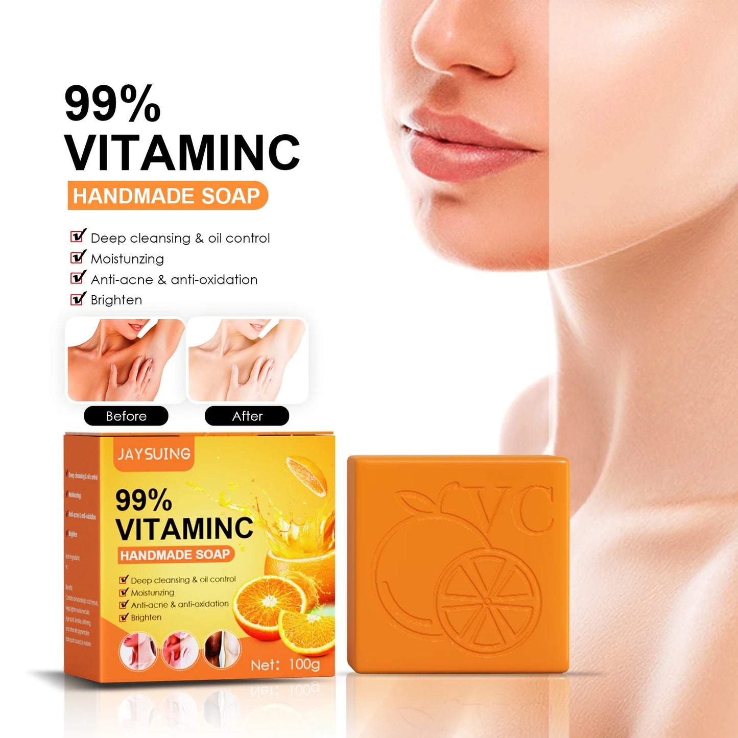 Jaysuing Vitamin C Whitening Soap for Cleansing Acne Prone Skin
