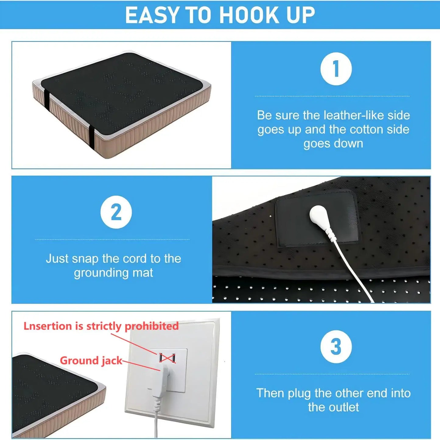 Grounding Sheet and Mat Combo Perforated Conductive Carbon Faux Leather