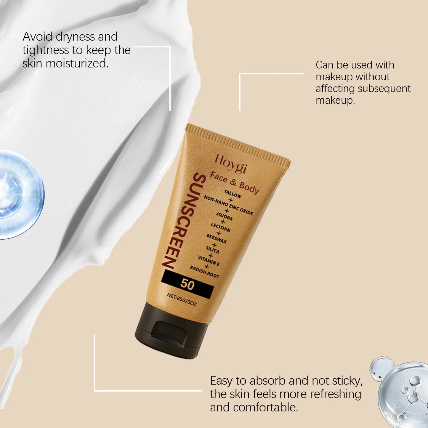 Hoygi Light Sunscreen Cream Refreshing Body Moisturizing