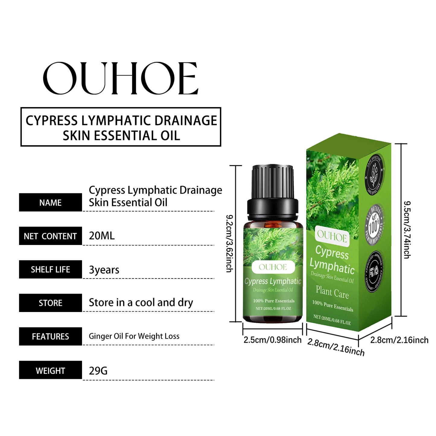 Ouhoe Lymphatic Drainage Oil For Firming Skin And Weight Loss