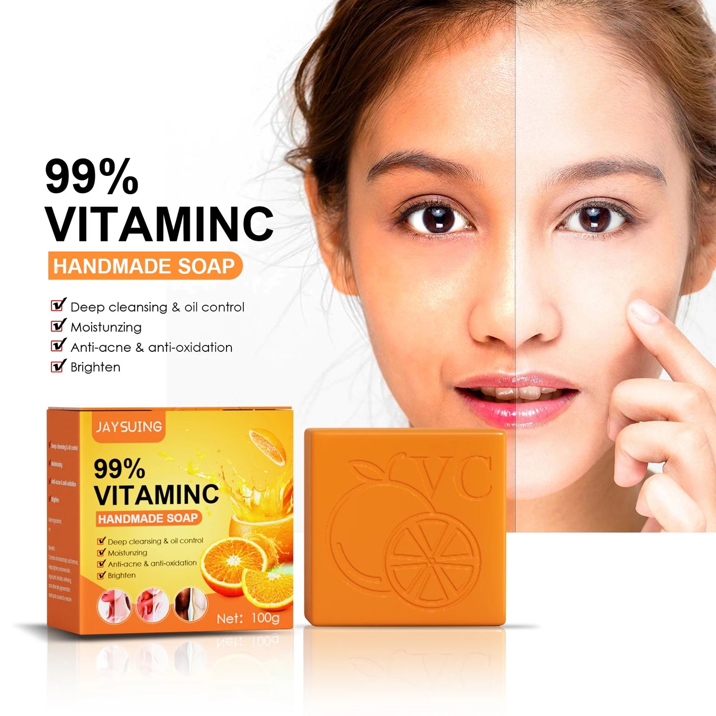 Jaysuing Vitamin C Whitening Soap for Cleansing Acne Prone Skin