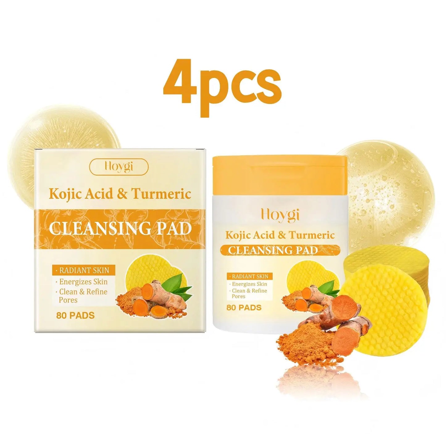 Hoygi Turmeric Kojic Acid Cleansing Pads Exfoliating Daily Face Wash