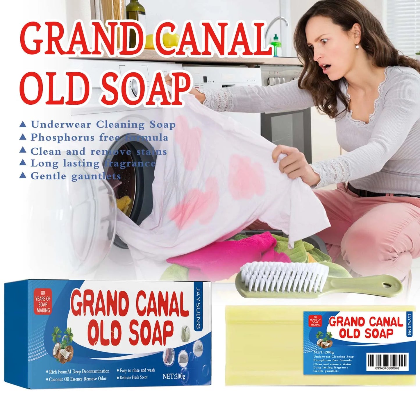 Jaysuing Laundry Soap Bar With Brush For Stain Removal