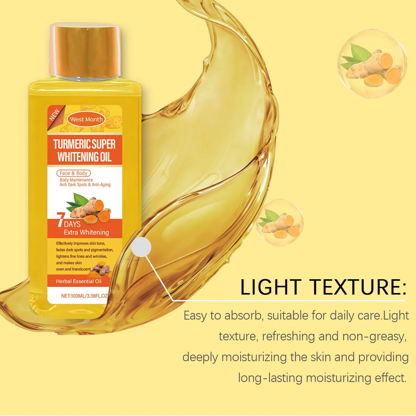 West Month Turmeric Body Essence Oil Daily Moisturizing For Skin