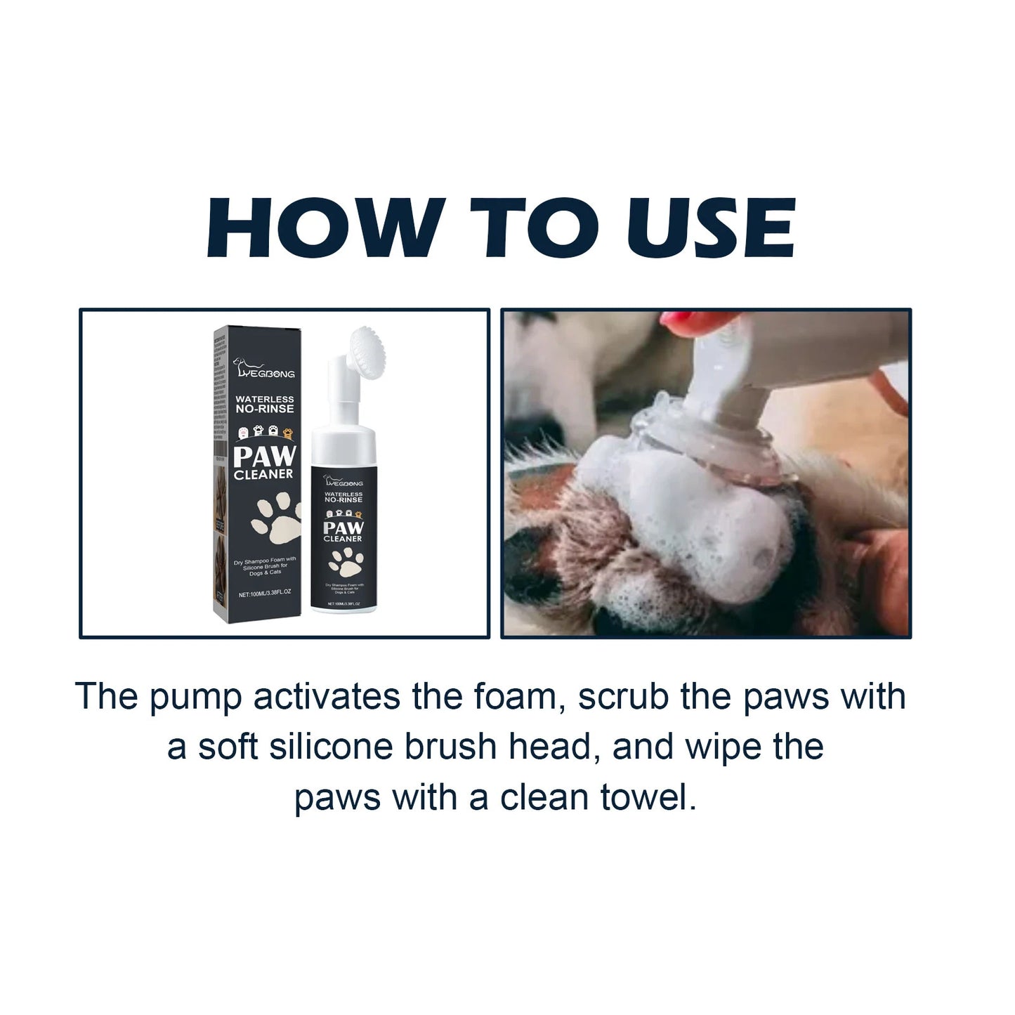 Yegbong Waterless Pet Paw Cleaner Rich Bubble Cleaning Non Toxic