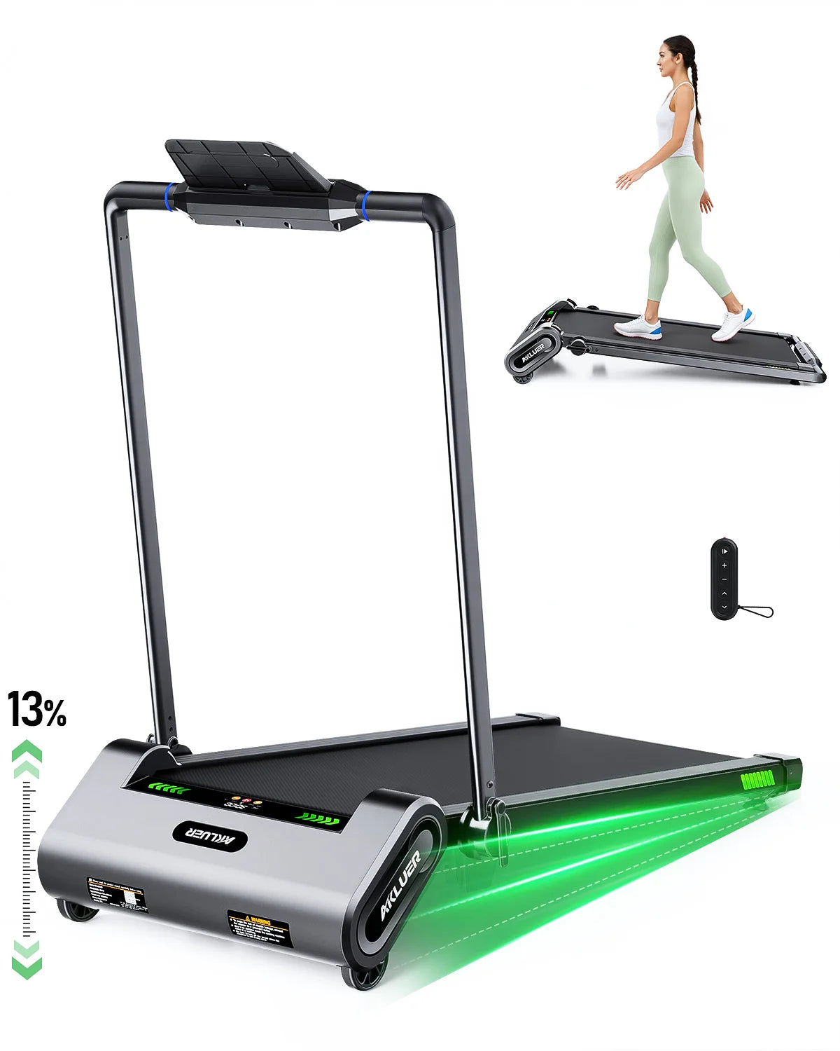 AKLUER Auto Incline Walking Pad Under Desk Treadmill 2.5HP