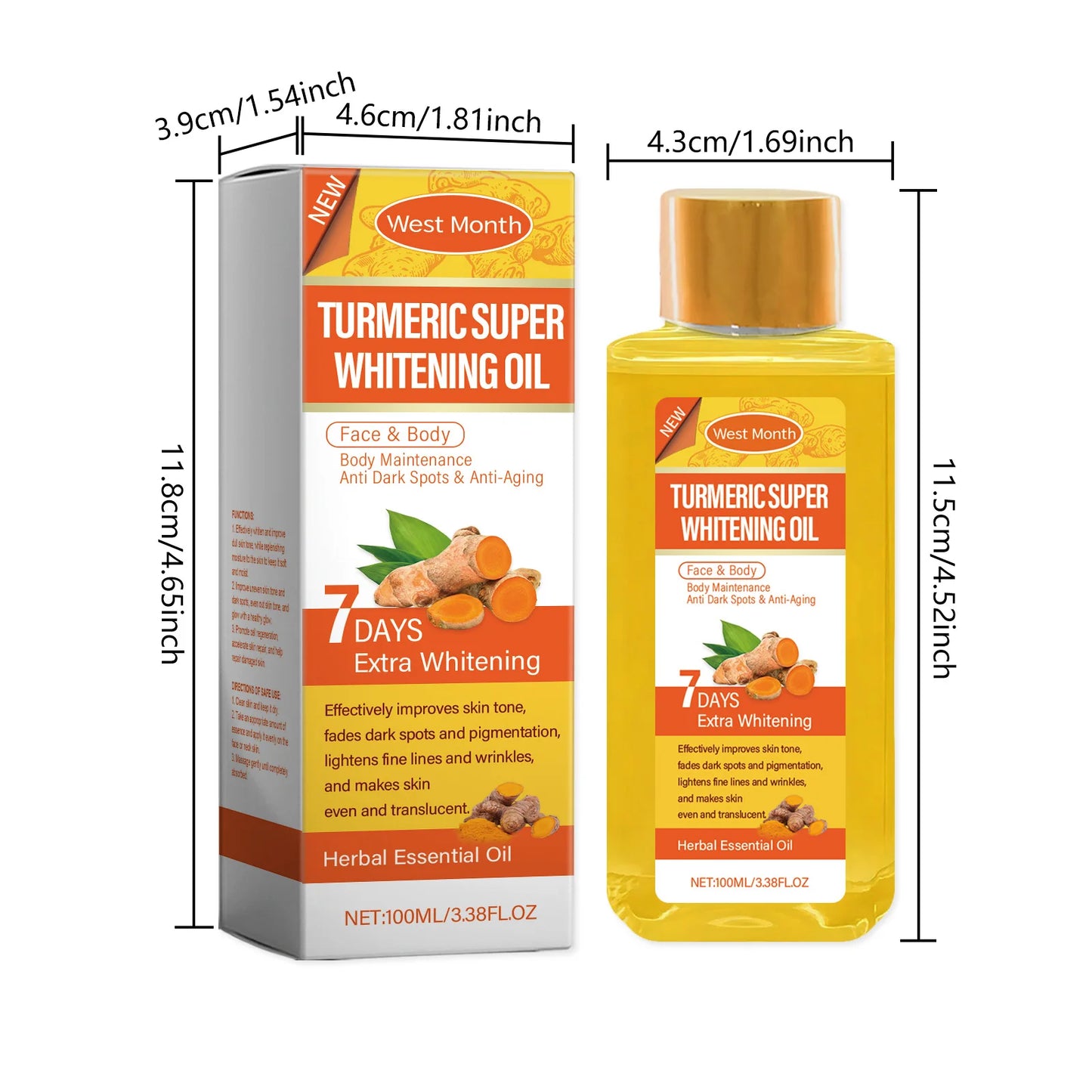 West Month Turmeric Body Essence Oil Daily Moisturizing For Skin