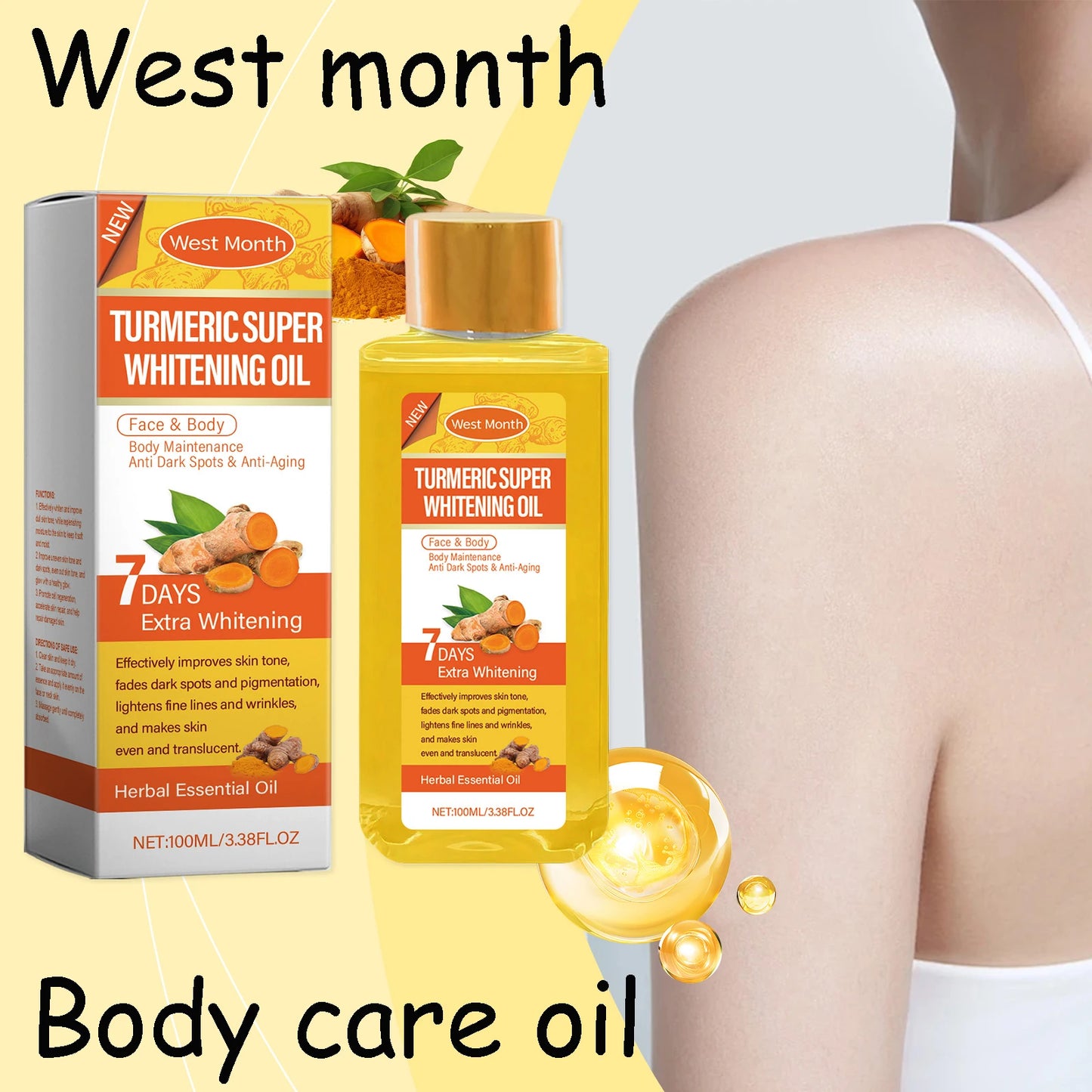West Month Turmeric Body Essence Oil Daily Moisturizing For Skin