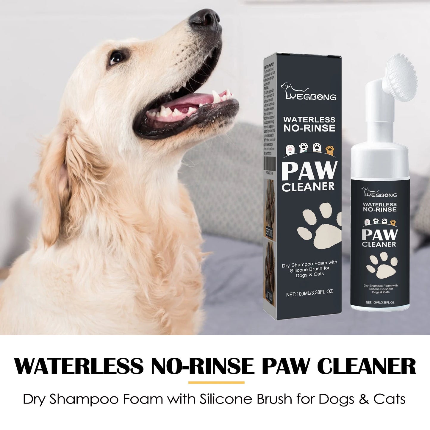 Yegbong Waterless Pet Paw Cleaner Rich Bubble Cleaning Non Toxic