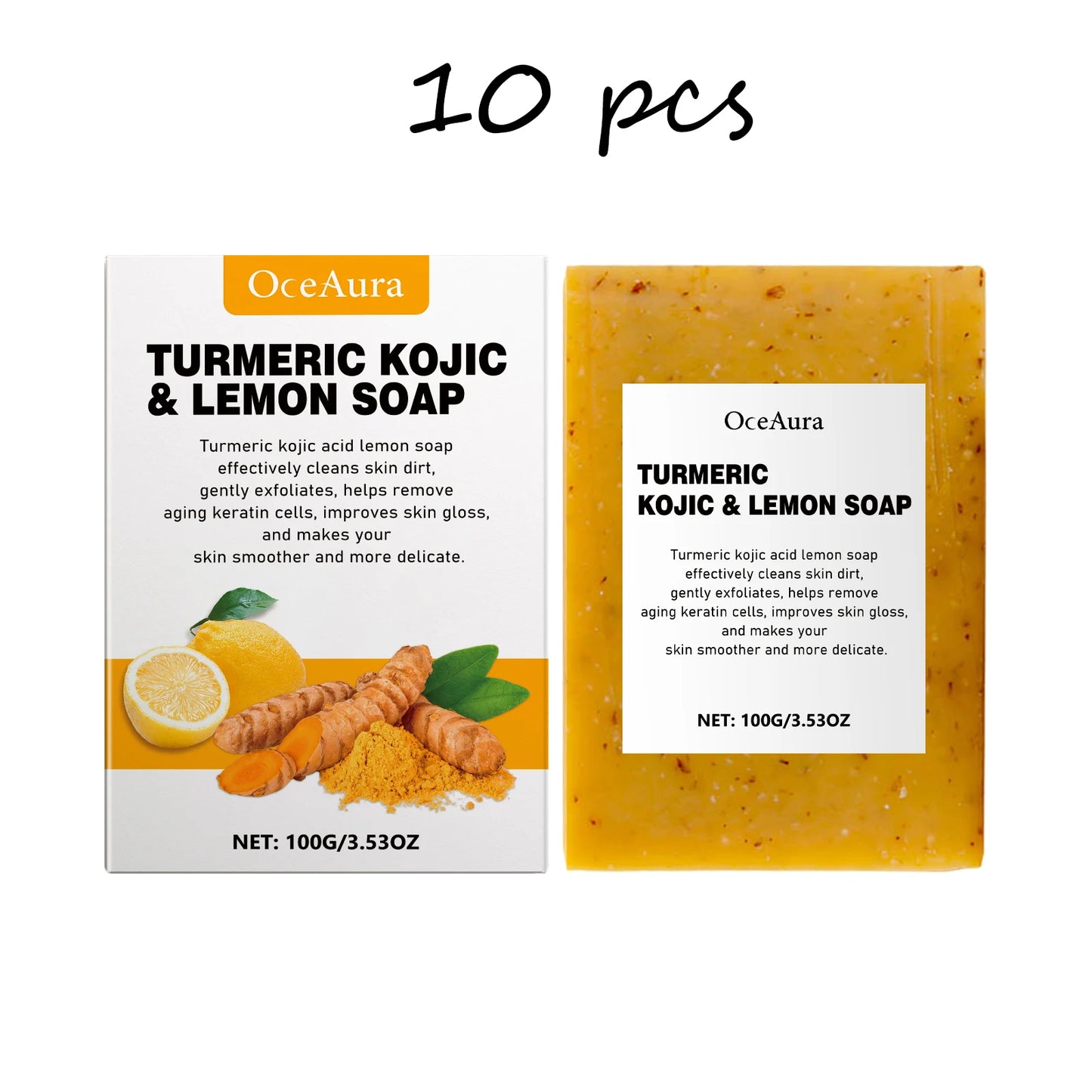 OceAura Turmeric Lemon Soap Bar for Face and Body Brightening