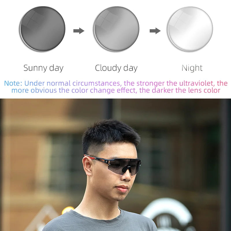 ROCKBROS Photochromic Polarized Cycling Glasses Built In Myopia Frame