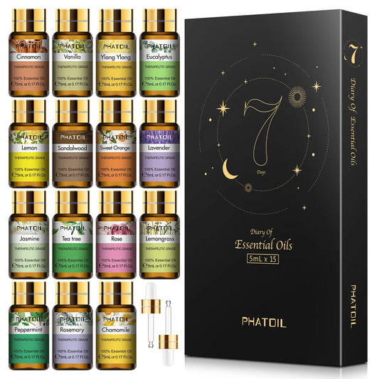 Phatoil 15pc Essential Oils Set Pure Plant Aromas Diffuser Blend