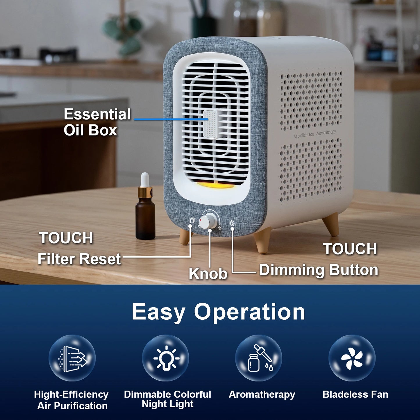 Jafanda Air Purifier HEPA Activated Carbon For Home Bedroom