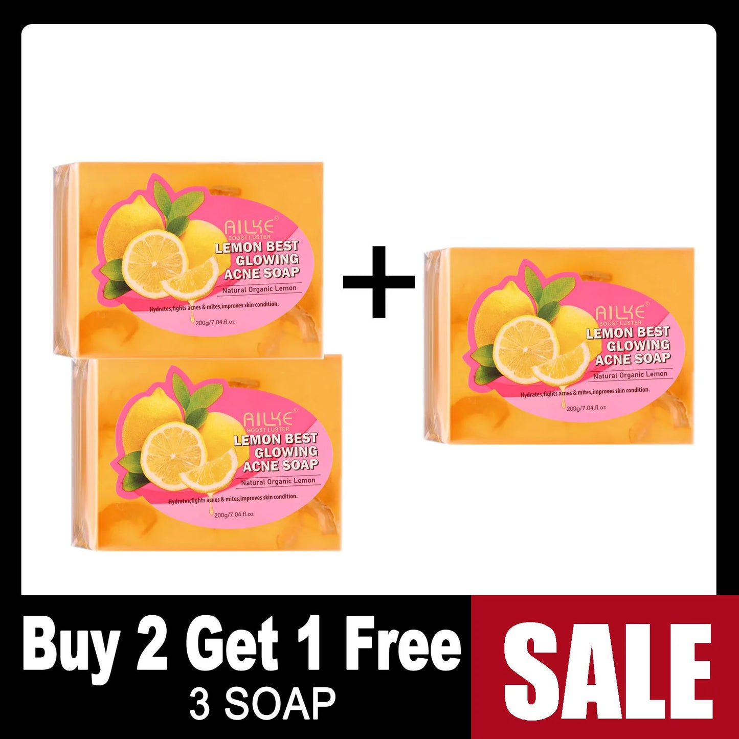 AILKE Natural Lemon Whitening Soap Bar Brightening Cleanser For Face