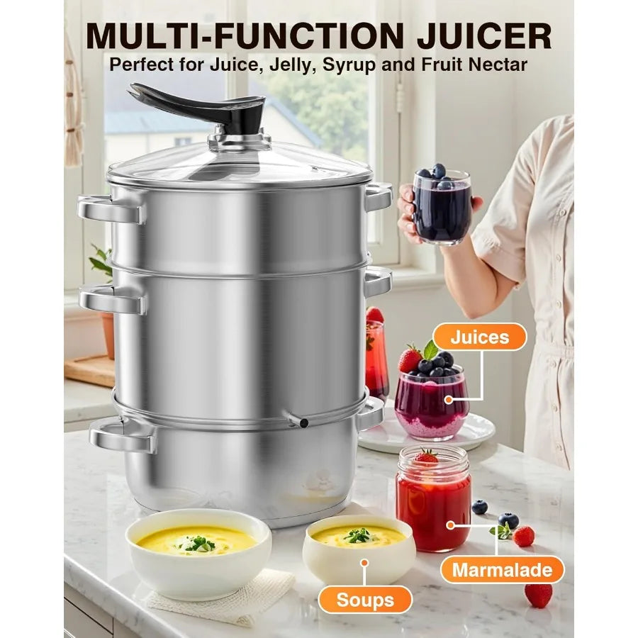 MDNG Stainless Steel Steam Juicer Extractor With Tempered Glass Lid