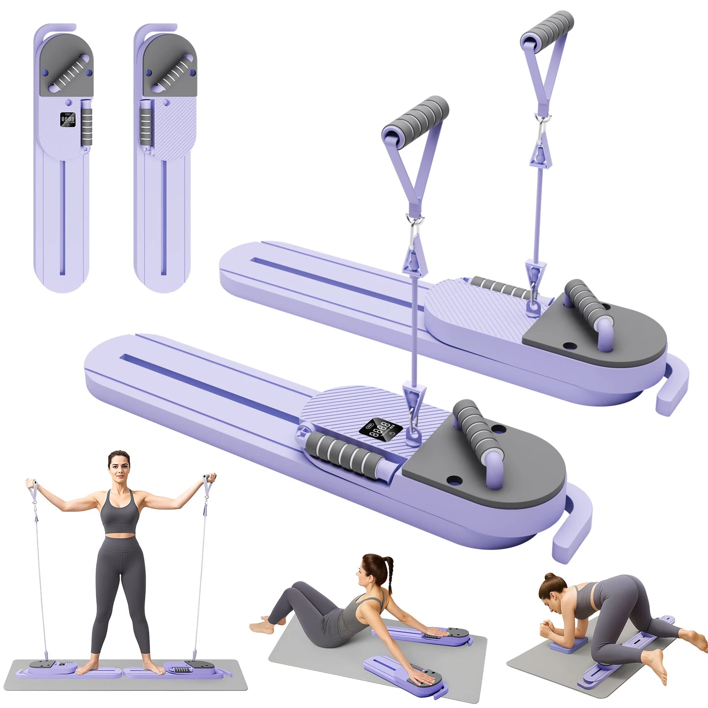 Pilates Reformer Board Portable Split Abdominal Equipment With Resistance Bands