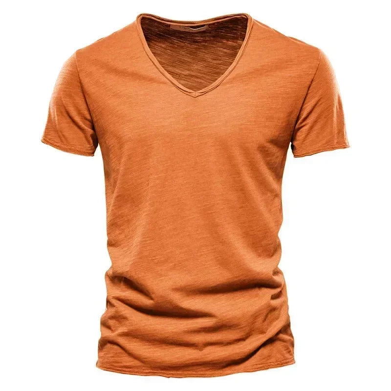 men’s pure cotton v-neck t-shirt