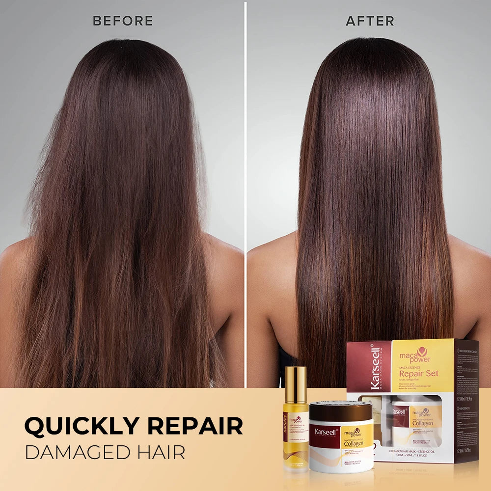 Karseell Collagen Hair Mask And Argan Oil Hair Serum Set For All Hair Types