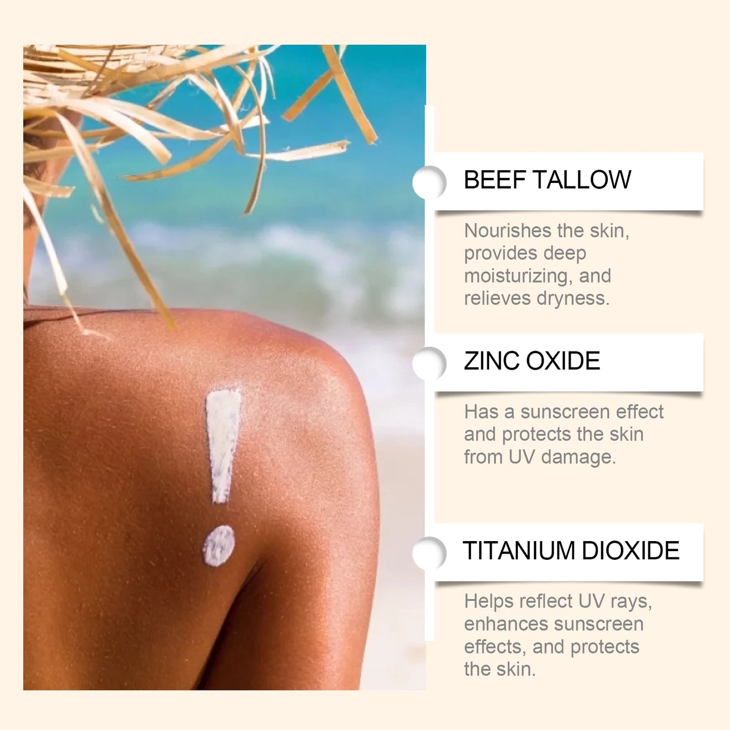 OUHOE Beef Tallow Sunscreen UV Protection Face Moisturizer